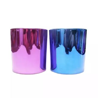 Cheap price round plating red and blue colored menorah glass candle cup