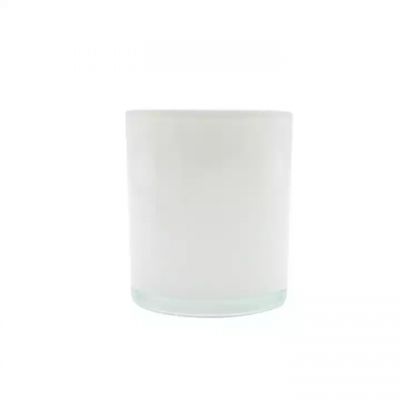 wholesale luxury custom empty matte White candle holder metal frosted glass soy candles jars with wooden bamboo lids colorful