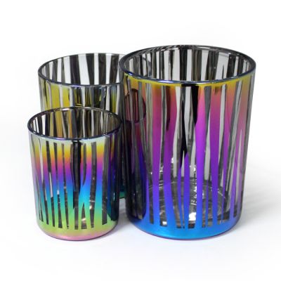 small,medium,large capacity classical iridescent rainbow scented bulk glass candle tumbler jar holder wholesale