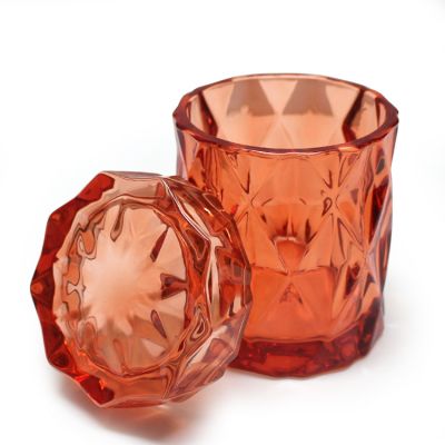 400ml large capacity tall luxury high quality orange colored scented candle jar with glass lid