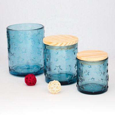 14oz glass candle vessels holders jars with lids for scented star shape