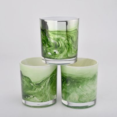 Hot sale 2oz-20oz luxury painting effect glass candle in bulk with low MOQ
