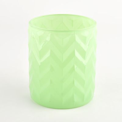 unique wave design glass jars for candles green 13oz wholesale