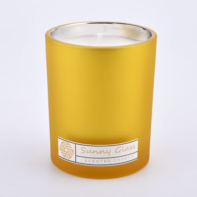 8oz 10oz yellow color outside with electroplating inside glass candle jar in bulk