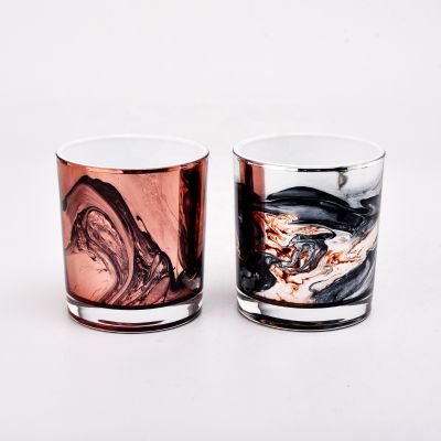 Luxury glass candle jar wholesale with unique artwork