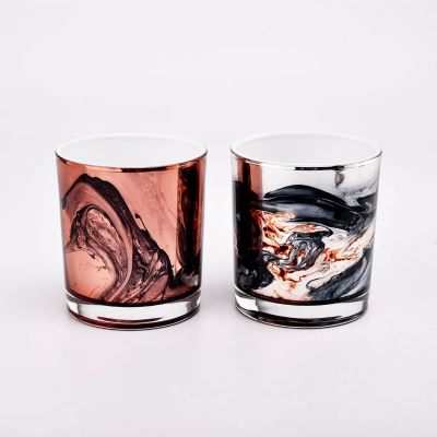 Newly design luxurycustomized colorful painting effect on 300ml glass candle jars in bulk