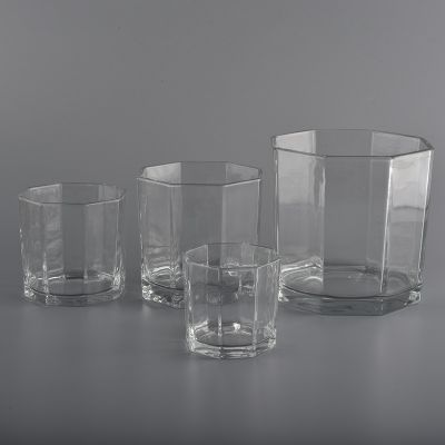 clear polygon glass candle holder wholesale