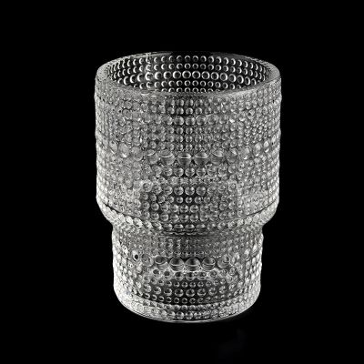 dot patterned glass candle vessel with ladder bottom