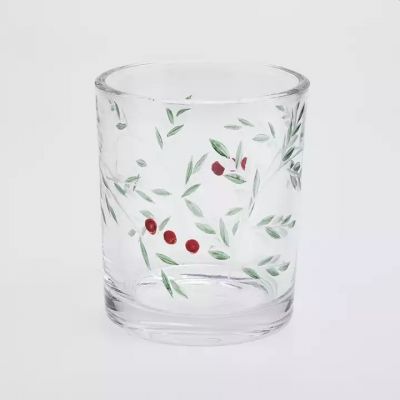 8oz 10oz clear glass candle vessel with plant design supplier