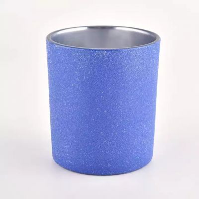 Wholesale luxury blue effect glass candle jar for home deco