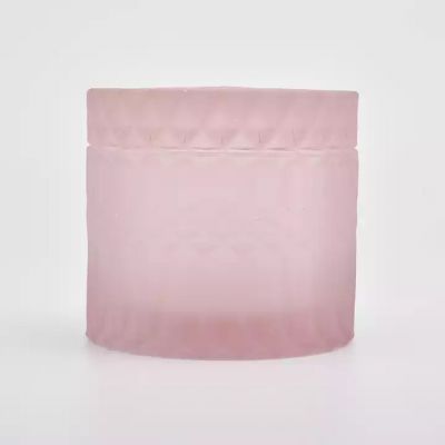 pink flower pattern glass Candle Jar with lids for Candle Make Wholesales