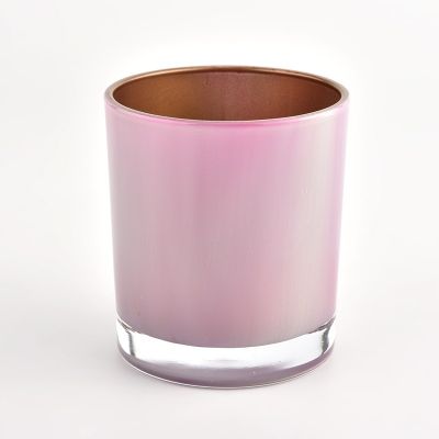 pink glass candle jar for holidays, cylinder glass candle holders