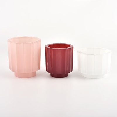 Luxury 8oz 10oz special shape pink glass candle holder for supplier