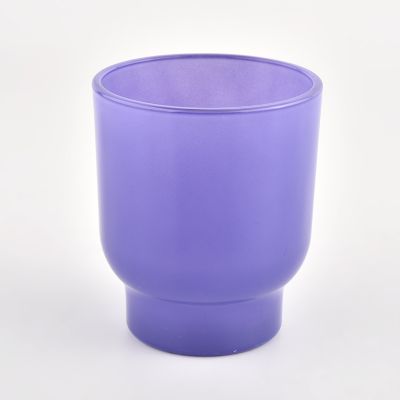 Newly design 200ml cylinder purple glass candle holder in bulk