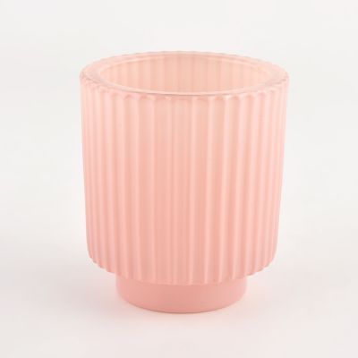 Popular 4oz 6oz vertical stripe glass candle jar for supplier