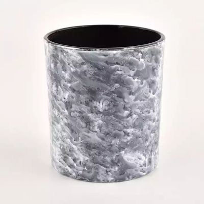 Supplier 8oz 10oz rock stone effect glass candle jar for public