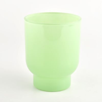 500ml spring series green color glass candle jar for supplier