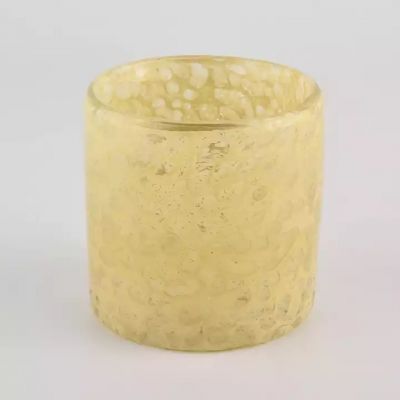 Wholesale yellow 280ml cylinder glass candle holder for wedding