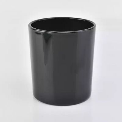 glossy black glass candle vessels, 8 oz candle jars in bulk