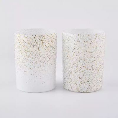 12OZ spray white and electroplating special decoration gold glass candle holder