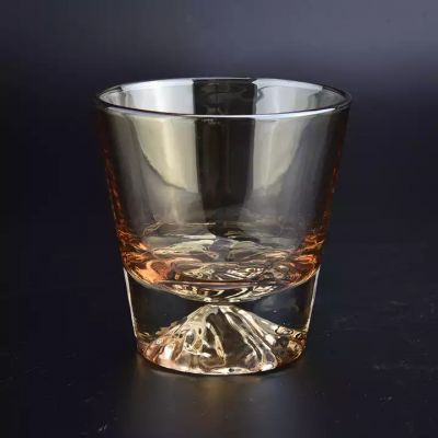 glass candle container with unique bottom, glass candle vessel 7 oz