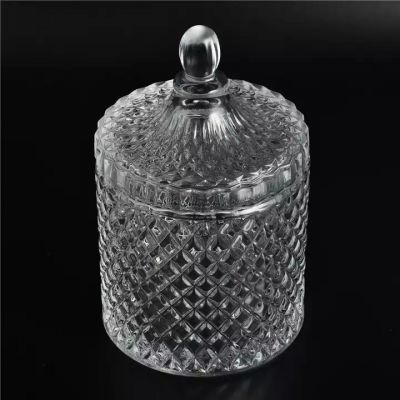 Luxury empty clear geometric Glass Candle Jars with lids wholesale