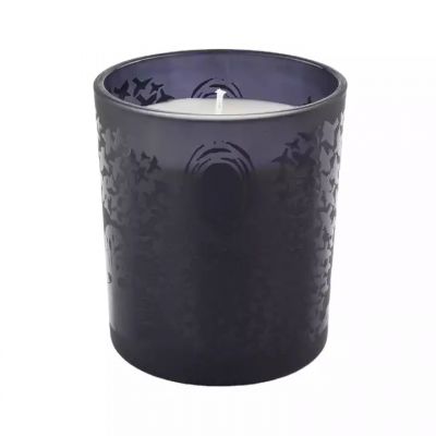 Black glass candle vessels with full decal printing