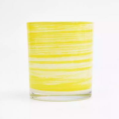 fancy glass candle jar for home decor 8oz luxury yellow glass jar