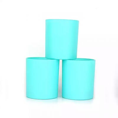 Empty 440ml matte blue large glass candle jar glass candle contaner holder for candles