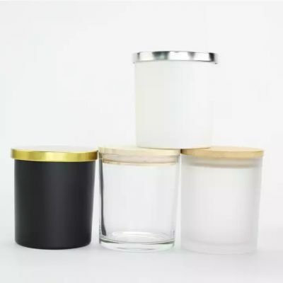 400ml 14oz empty matte black white frosted clear glass candle jars vessels containers for candle making with lids in bulk