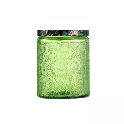 high quality 4oz 8oz 10oz 17oz wide green glass scented apothecary candle jar with metal lid soy wax jar
