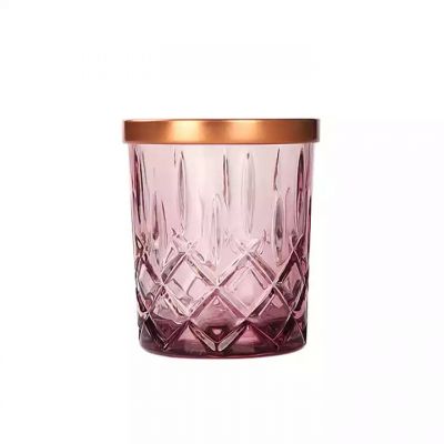 300ml Colored candle holder glass jar with bamboo lid or metal lid