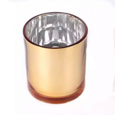 empty custom 10oz 320ml electroplate candle jars with bamboo lid round glass candle container