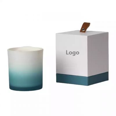 Gradual matte blue candle jar glass with lid wholesale