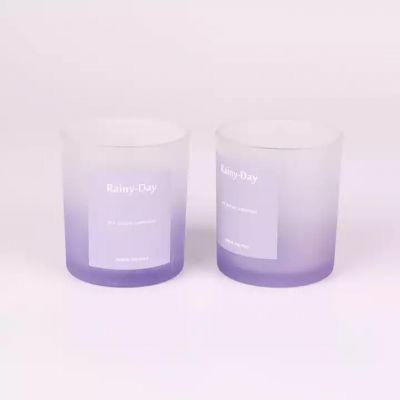 Gradual purple matte candlestick glass Christmas candle jar glass with lid wholesale