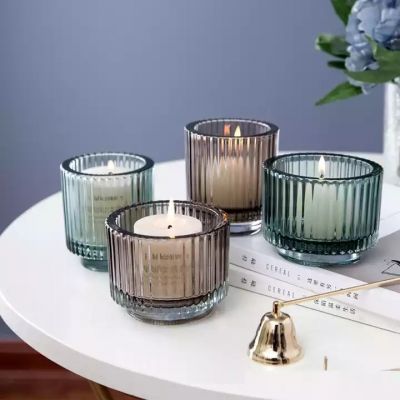 High end wide mouth small candle jar container candle jar with cover glass for home decoration
