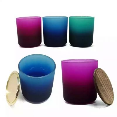 Wholesale high-quality color frosted matte glass candle jar fragrant candle cup with lid