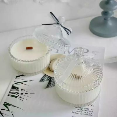 Luxury new design candy jar yurt shape household empty aromatic candle jar glass with glass lid