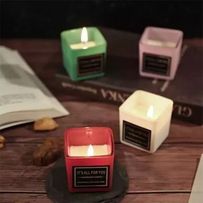 High Quality Empty Christmas Gift Small Candle Jar Glass Square Candle Jars
