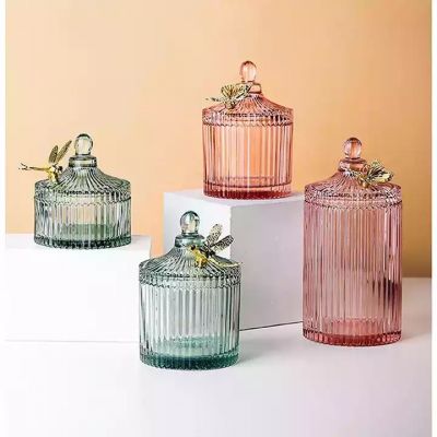 Wholesale unique customized luxury empty transparent glass candle jar with cover