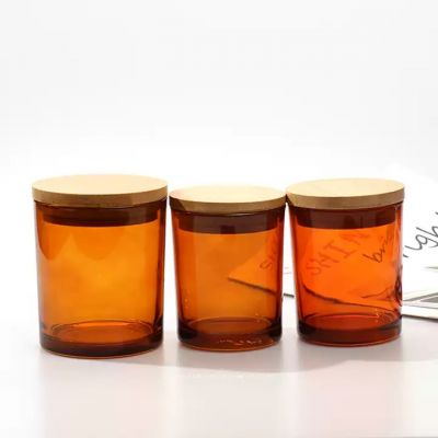 Wholesale Custom 10oz Multi Color luxury Clear glass empty amber candle jars with Lid and box