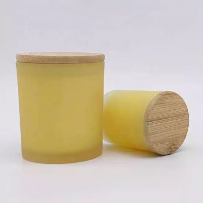 Factory made 7oz multi size lemon yellow frosted glass jar for candle making