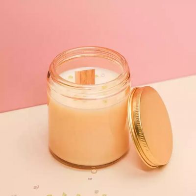 8 OZ Thick Glass Jars For Storage Containers Clear Yellow Green Round Candle Jars with Metal Lids and Plastic Lids