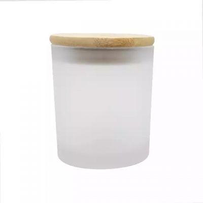 300ml Factory Hot Sale White Matte Frosted Glass Candle Holder Can Be Matched With Custom Bamboo Cover