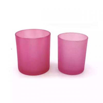 multi sizes and colors New craft pink frosted glass empty candle jar for wedding candles