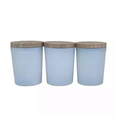 100ml candle making cups small frosted glass candle holder jar with wooden lid