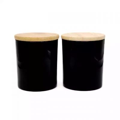 300ml 10.5oz custom classic black sprayed candle vessel glass jar for making candle frosted or glazed surface
