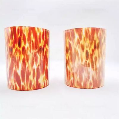 Customize high quality empty 8oz leopard spots glass jar for candle making
