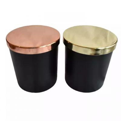 9oz aura candle holders 80x90cm chrome gold silver rose gold metal lid matte black candle vessel jars