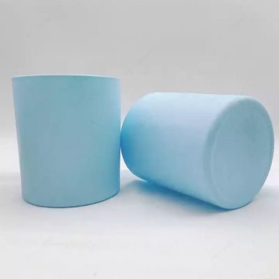Wholesale new design sprayed sky blue snow flower candle making glassware